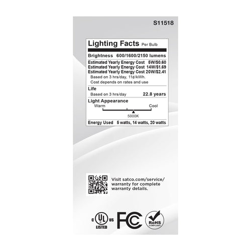 Satco S11518 5/14/20A21/3-WAY/LED/950