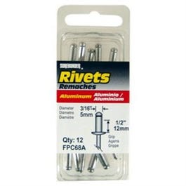 Aluminum Rivet, Long, 3/16-In. Dia., 12-Pk.