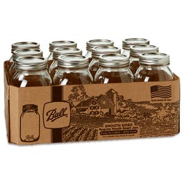 Mason Jars, Regular Mouth, Smooth Size, Qt., 12-Pk.