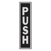 Hy-Ko Sign, Push, Black Aluminum, Adhesive, 2 x 8-In.