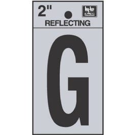 Address Letters, "G", Reflective Black/Silver Vinyl, Adhesive, 2-In.