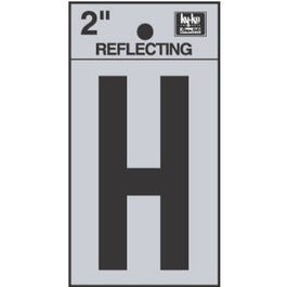 Address Letters, "H", Reflective Black/Silver Vinyl, Adhesive, 2-In.
