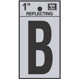 Address Letters, "B", Reflective Black/Silver Vinyl, Adhesive, 2-In.