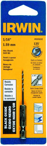 Irwin  1/16" X 2-5/8" Steel Hex Shank Drill Bit