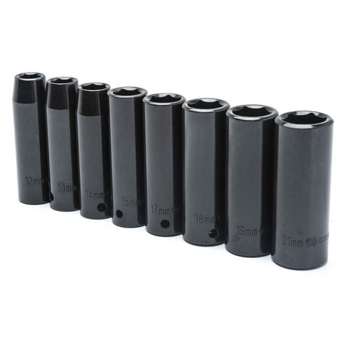 Apex Tool Group 8 Pc. 1/2 Drive 6 Point Deep Impact Metric Socket Set