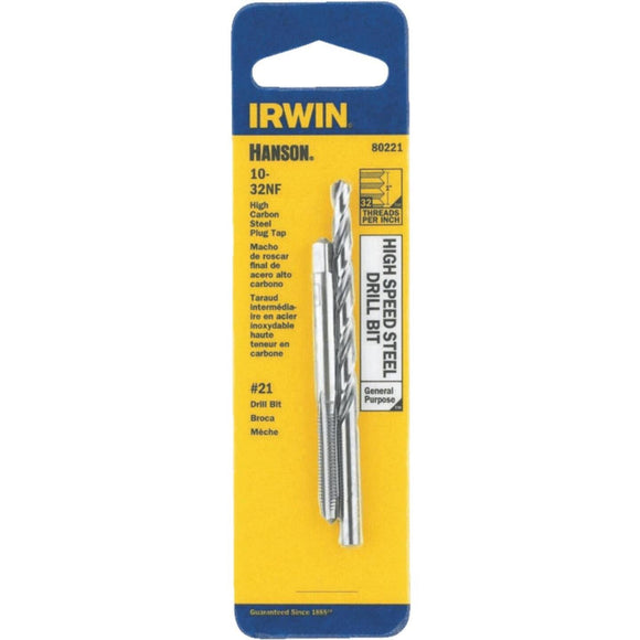 Irwin Hanson 10 - 32 NF + No. 21 Plug Tap & Drill Bit