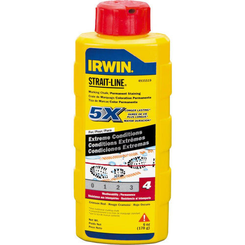 Irwin STRAIT-LINE 6 Oz. Red Permanent Staining Chalk Line Chalk