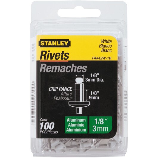 Stanley 1/8 in x 1/8 in White Aluminum Rivets (100 Pk)